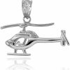 Hot Claddagh Gold High Polish 925 Sterling Silver Aircraft Helicopter Charm Pendant