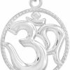 Clearance Claddagh Gold 925 Sterling Silver Round Milgrain-Edged Yoga Medallion Om Charm Pendant