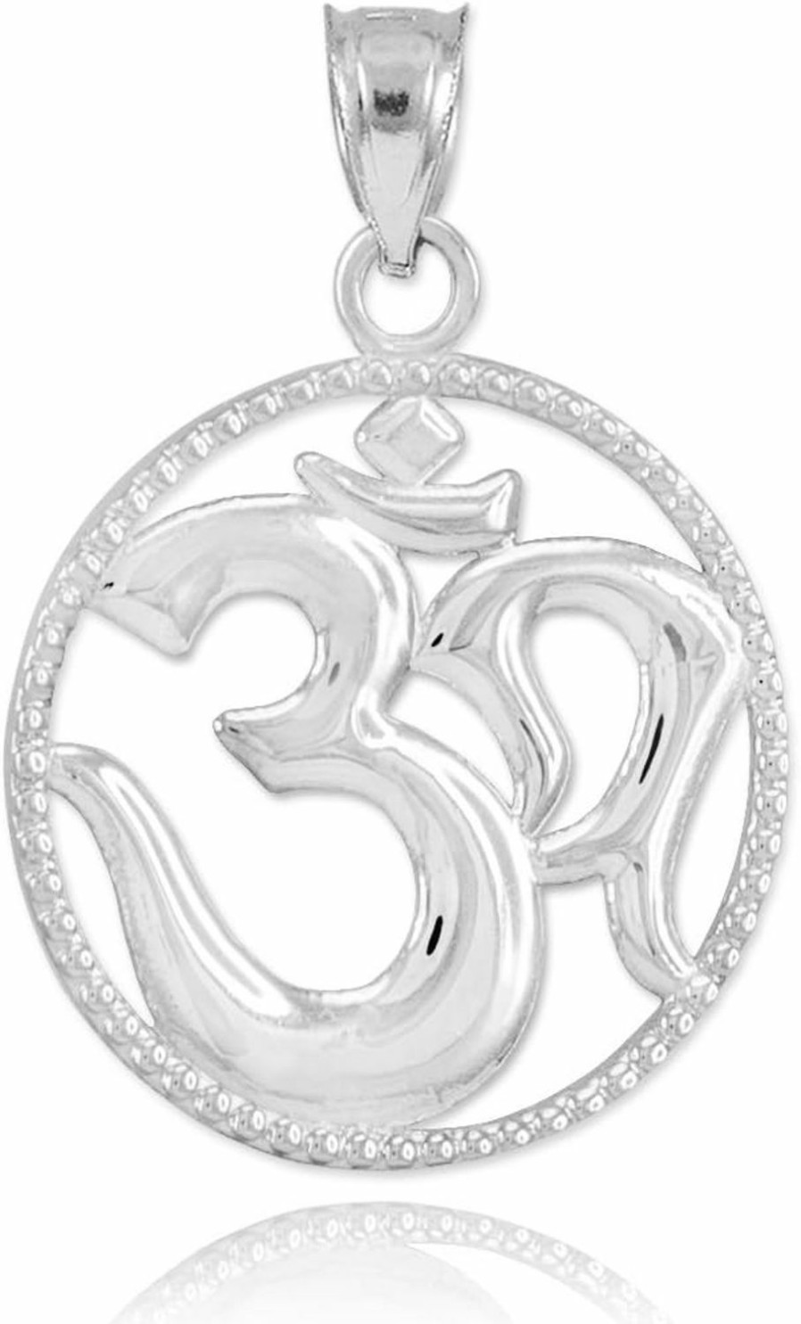 Clearance Claddagh Gold 925 Sterling Silver Round Milgrain-Edged Yoga Medallion Om Charm Pendant