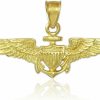 Wholesale Claddagh Gold Solid 10K Gold Us Naval Aviator Wings Pendant