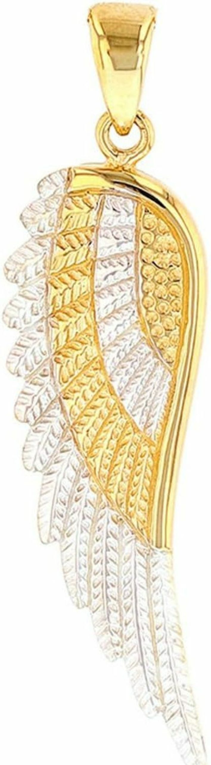 New Jewelry America Jewelry America Solid 14K Yellow Gold Textured Angel Wing Charm Pendant