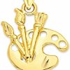 Online Golden Fire 10K Real Solid Gold Painter'S Pendant - Artistic Jewelry