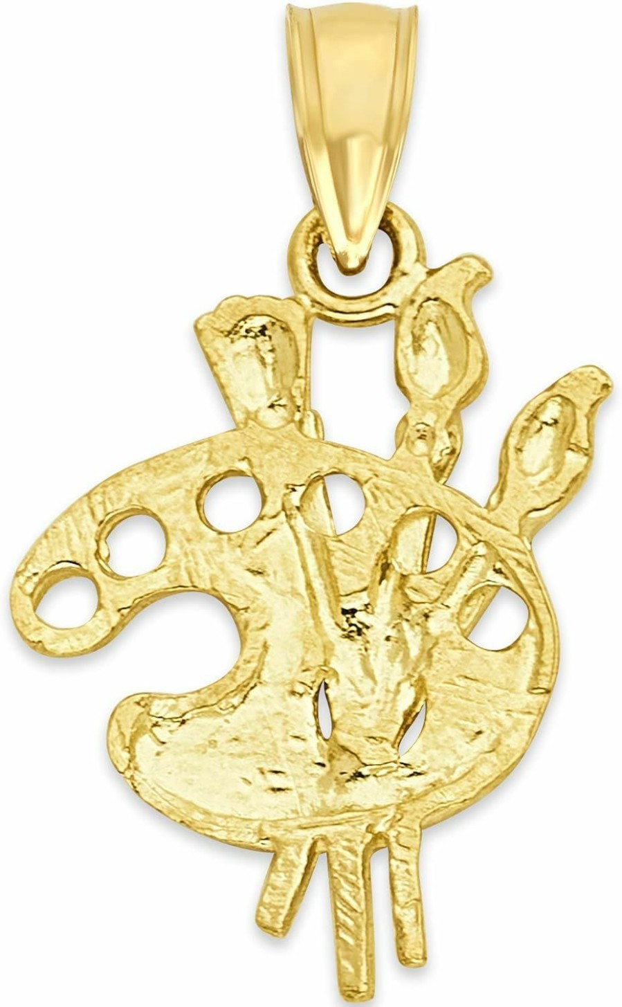 Online Golden Fire 10K Real Solid Gold Painter'S Pendant - Artistic Jewelry