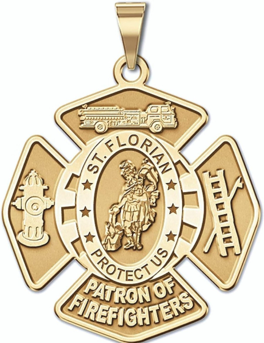 Best PicturesOnGold.com Picturesongold.Com Saint Florian Protector Of Firefighters Religious Medal - 3/4 X 3/4 Inch (Available In Solid 10K &14K Yellow Or White Gold, Or Sterling Silver)