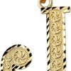 Online Claddagh Gold 10K Yellow Gold Initial Letter J Charm Pendant, 0.7\"