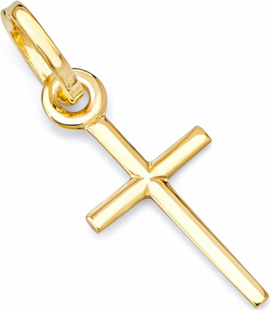 Hot The World Jewelry Center 14K Real Yellow Gold Religious Latin Style Cross Charm Pendant