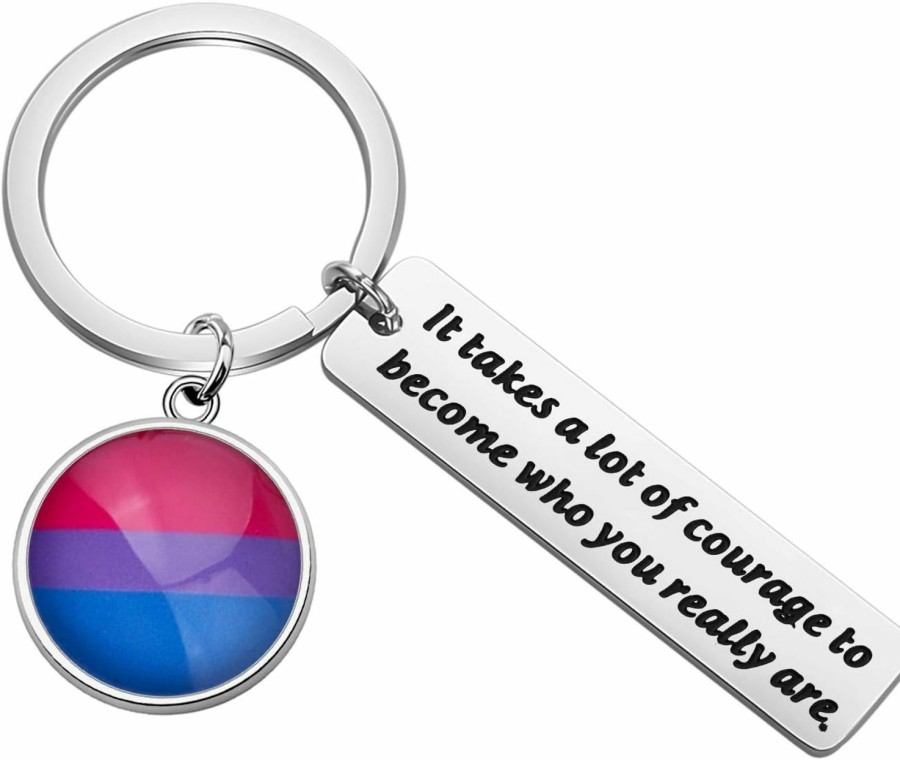 Clearance SEIRAA Seiraa Biual Pride Keychain It Takes A Lot Of Courage To Keychain Biual Pride Lgbtq Gifts