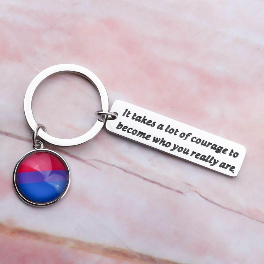 Clearance SEIRAA Seiraa Biual Pride Keychain It Takes A Lot Of Courage To Keychain Biual Pride Lgbtq Gifts