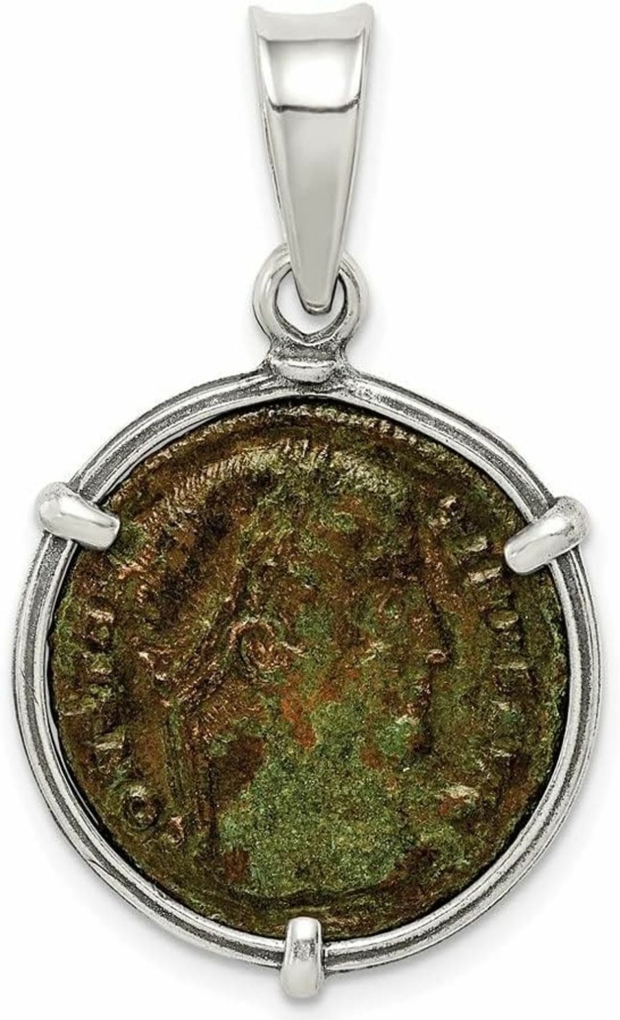 New Auriga Fine Jewelry 925 Sterling Silver Antiqued Roman Bronze Constantine I Coin Pendant Gift For Women