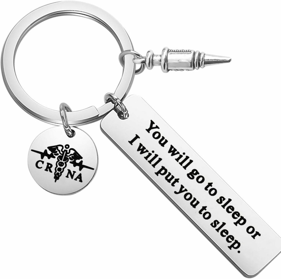 Clearance FOTAP Fotap Crna Gift Nurse Anesthetist Gift You Will Go To Sleep Or I Will Put You To Sleep Keychain