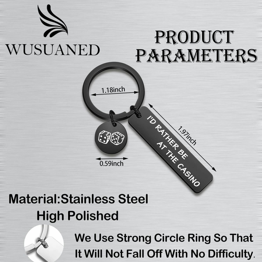 Hot WUSUANED Wusuaned Gambler Gift I'D Rather Be At The Casino Lucky Dice Keychain Casino Lover Gift Gambling Jewelry