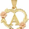 Best CaliRoseJewelry 10K Two-Tone Initial Heart Pendant For Women In Yellow And Rose Gold - Letter A