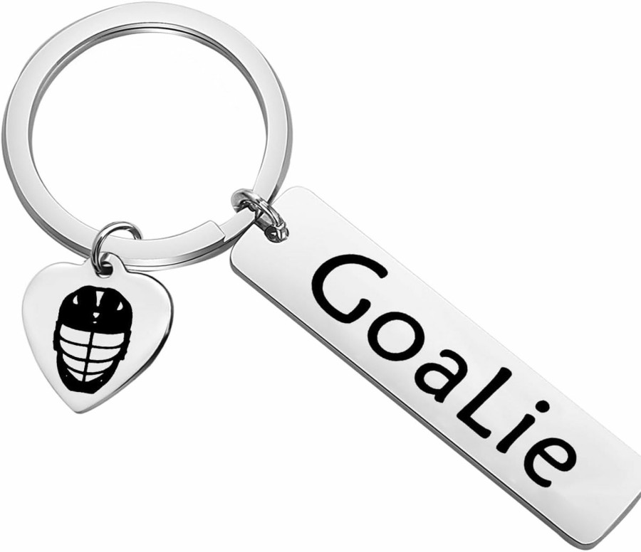 Clearance BEKECH Bekech Goalie Keychain Lacrosse Goalie Gift Goalkeeper Keychain Lacrosse Jewelry Lax Player Gift Lacrosse Player Goalie Gift