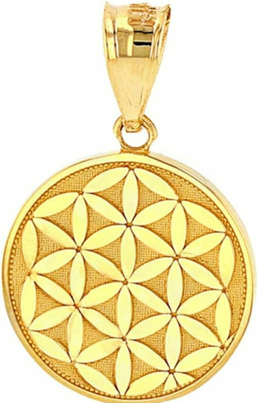 Clearance Claddagh Gold Certified 14K Gold Flower Of Life Sacred Geometry Charm Pendant (1.0")