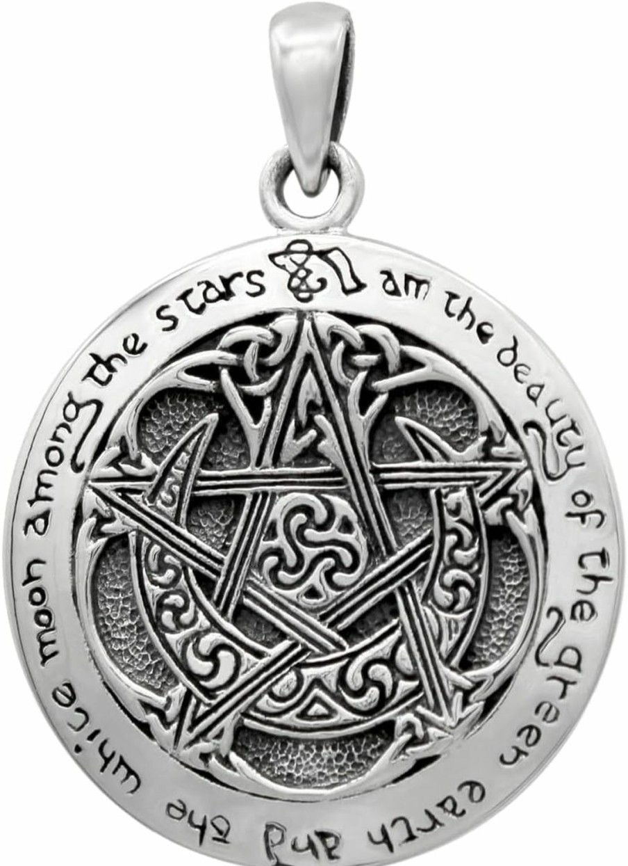 Wholesale Dryad Design Dryad Design Sterling Silver Moon Pentacle Pentagram Pendant; 1 Inch Diameter