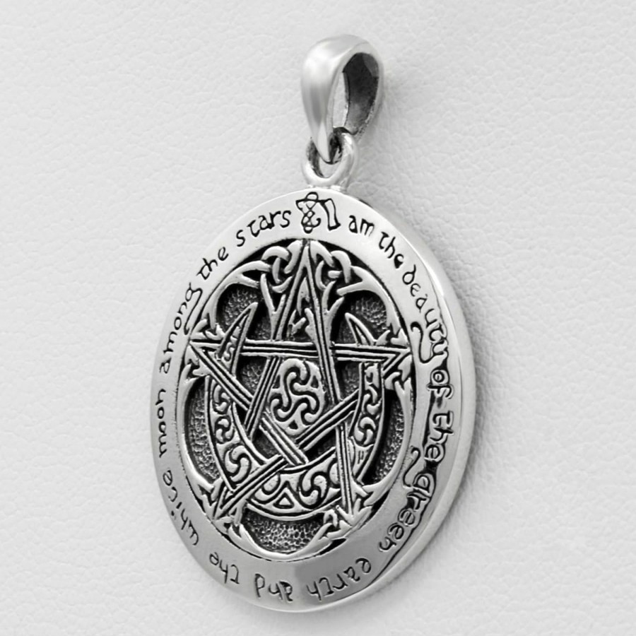 Wholesale Dryad Design Dryad Design Sterling Silver Moon Pentacle Pentagram Pendant; 1 Inch Diameter