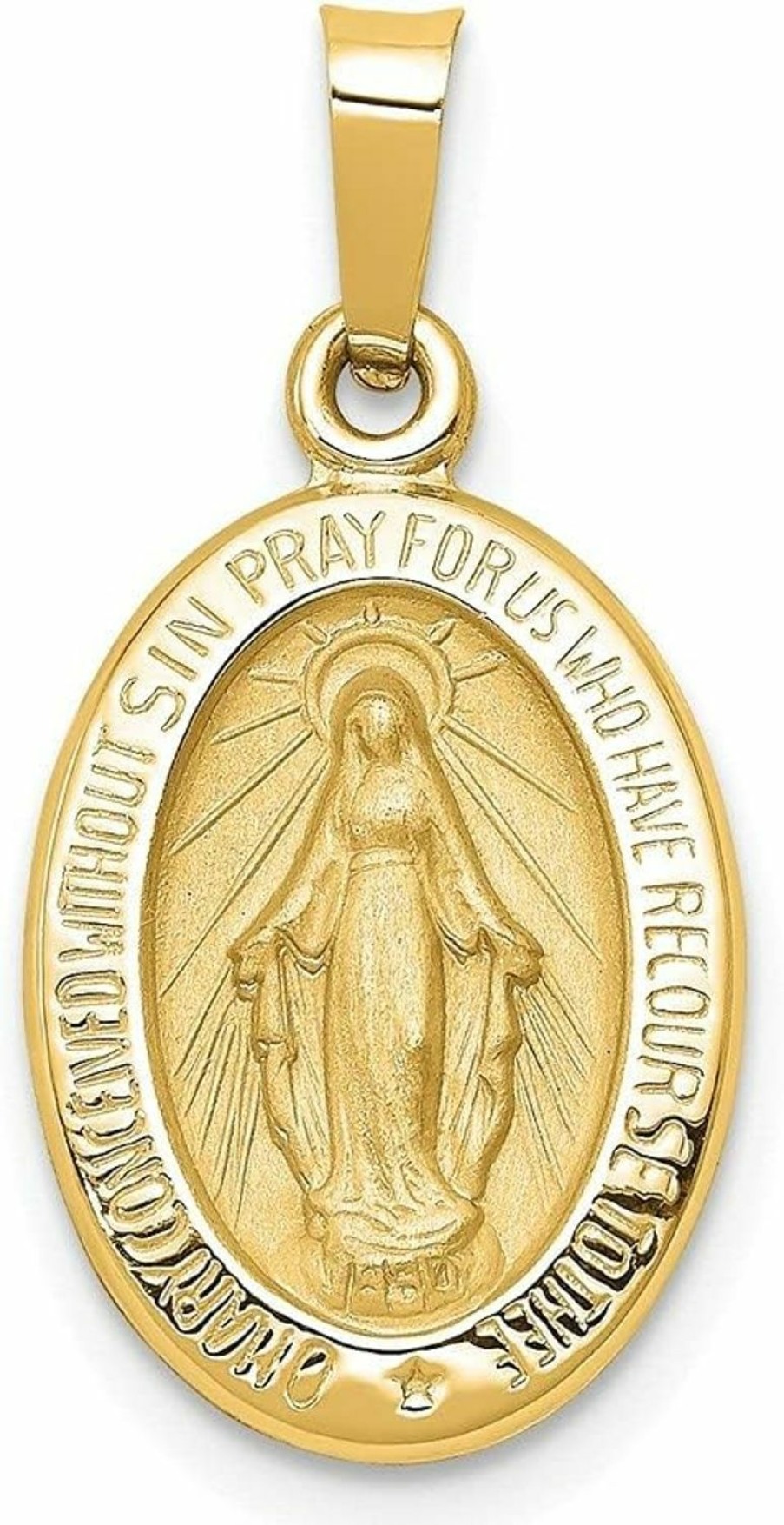 Best Diamond2Deal Diamond2Deal 14K Yellow Gold Polished And Satin Miraculous Medal Pendant Fine Jewelry For Women (L- 23 Mm W- 12 Mm)