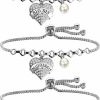 Clearance WSNANG Wsnang Sister Jewelry Big Sis Middle Sis Little Sis Heart Pendant Bracelet/Lariat Y Necklace Set For Sister Best Friend