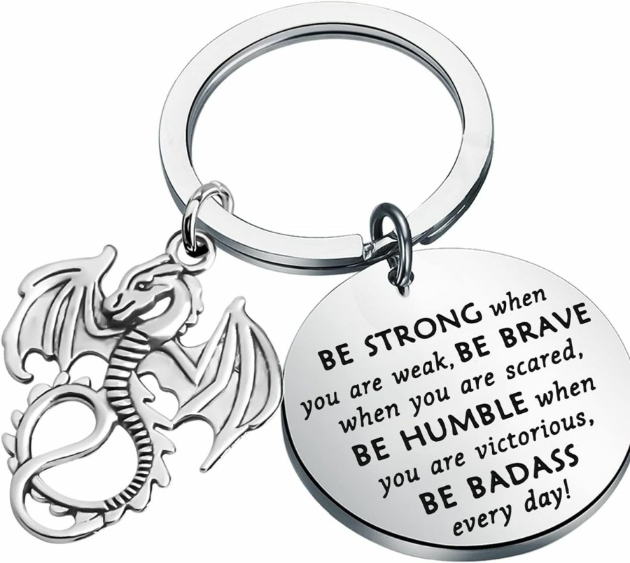 Hot bobauna Bobauna Dragon Keychain Dragon Lover Inspiration Gift Be Strong Be Brave Be Humble