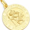 Wholesale The World Jewelry Center The World Jewelry Center 14K Real Yellow Gold Religious Saint Christopher Medal Charm Pendant - 3 Different Size Available