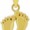 Clearance CA CHARMAMERICA Charm America - Gold Petite Baby Feet Charm - 10 Karat Solid Gold - Baby Shower - New Mother Pendant