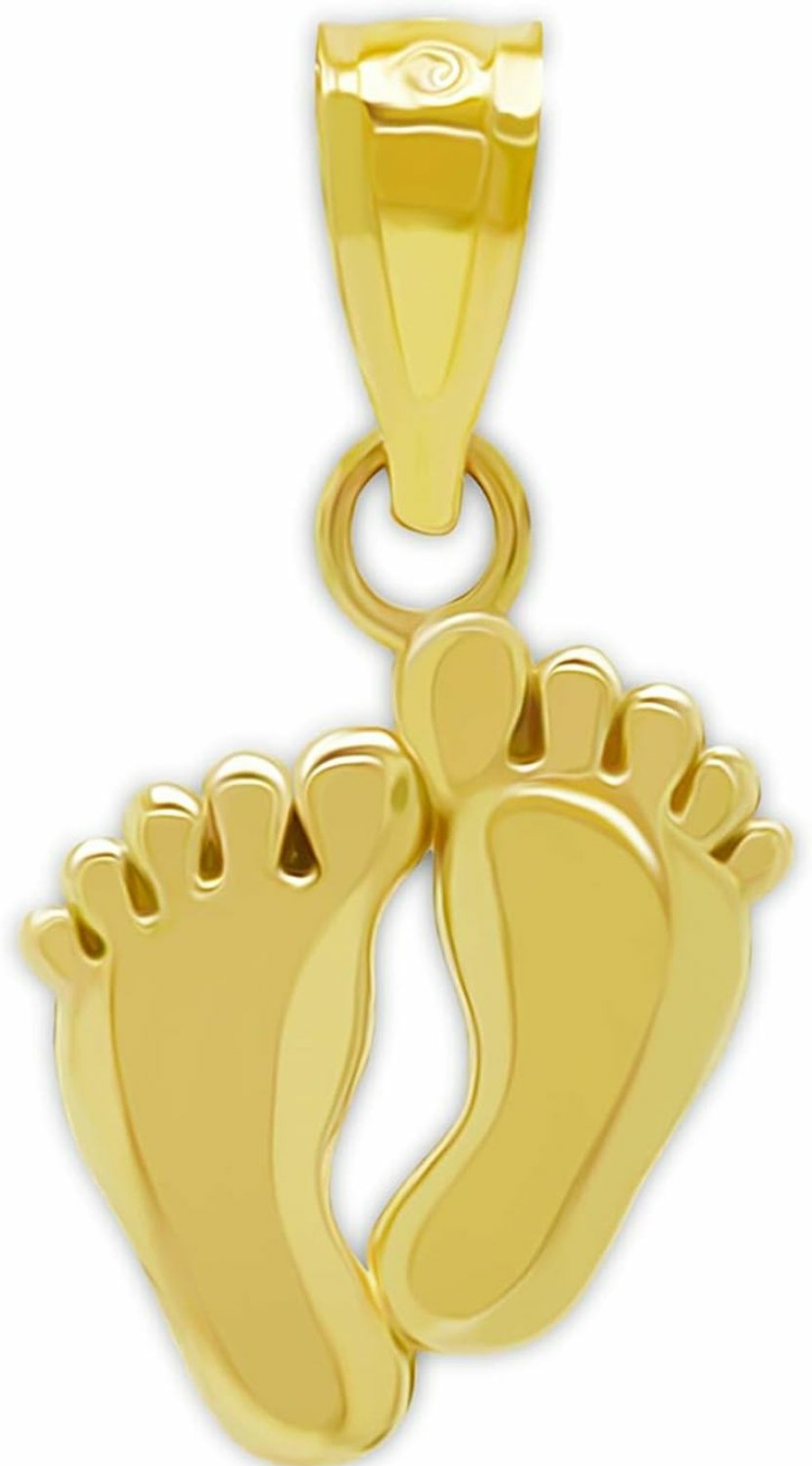 Clearance CA CHARMAMERICA Charm America - Gold Petite Baby Feet Charm - 10 Karat Solid Gold - Baby Shower - New Mother Pendant