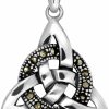 Best W | S WITHLOVE SILVER Withlovesilver 925 Sterling Silver Celtic Trinity Natural Marcasite Ring Pendant