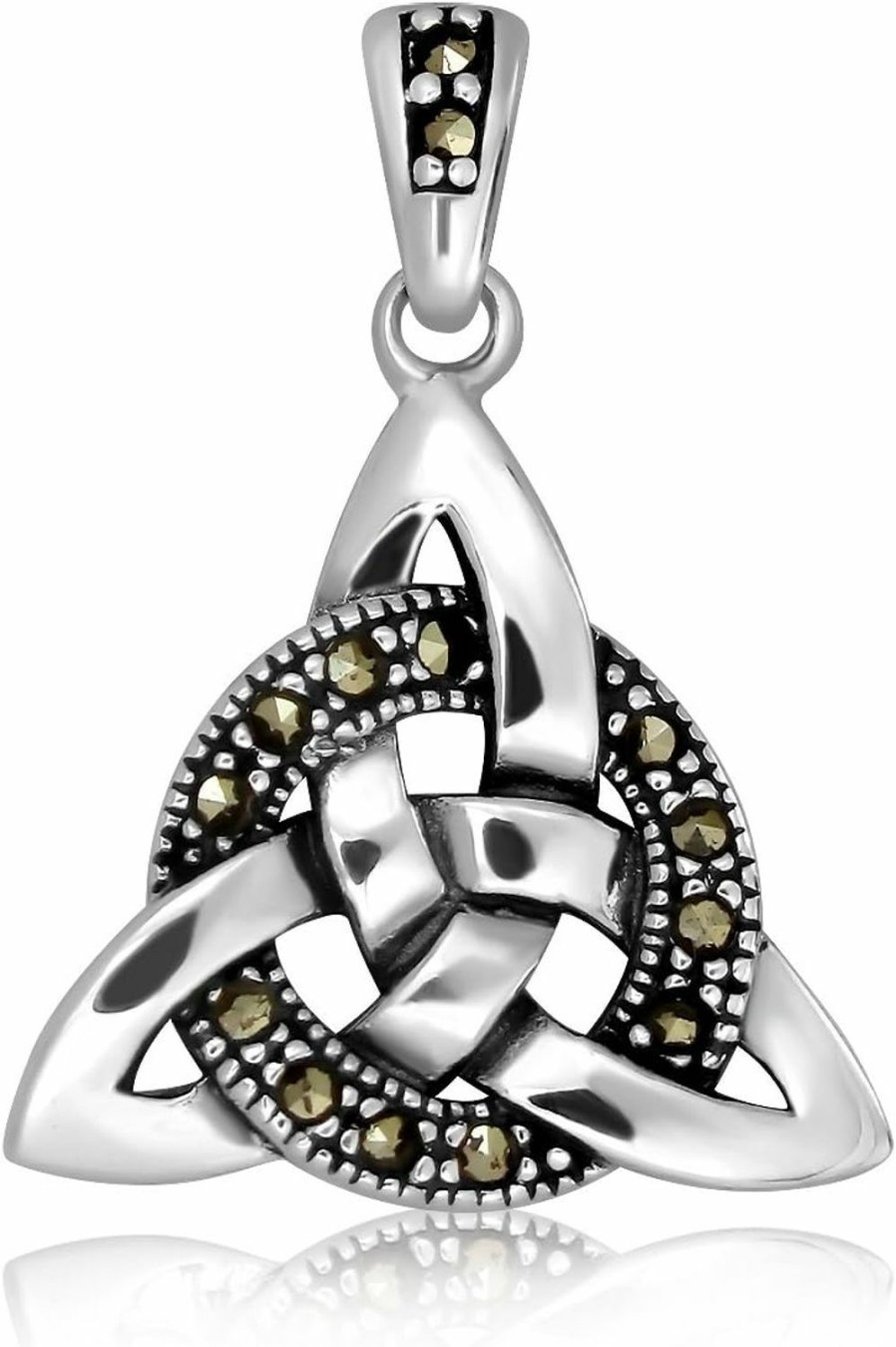 Best W | S WITHLOVE SILVER Withlovesilver 925 Sterling Silver Celtic Trinity Natural Marcasite Ring Pendant