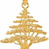 Hot Claddagh Gold Middle Eastern Jewelry Textured 14K Yellow Gold Lebanese Cedar Tree Charm Pendant