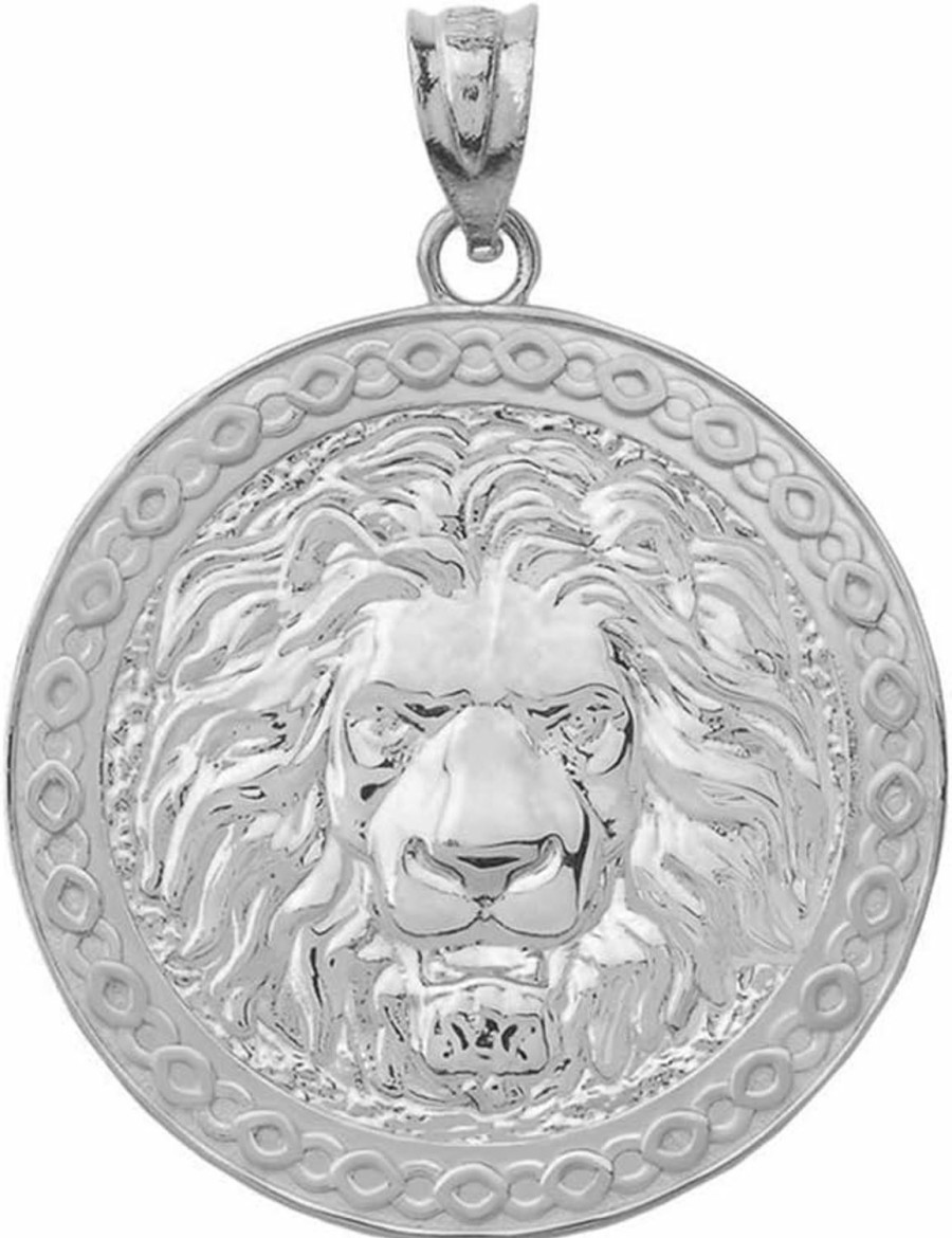 Wholesale Claddagh Gold Bold 925 Sterling Silver Lion Head Medallion Round Pendant