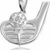 New Claddagh Gold 925 Sterling Silver Golf Ball And Putter Sports Charm Pendant