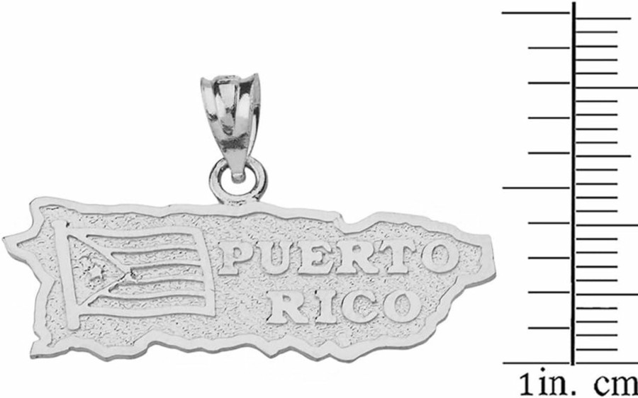 Online Claddagh Gold Claddagh Gold .925 Sterling Silver Puerto Rico Us State Map Charm Pendant Necklace - Choice Of Pendant Only Or Chain Length