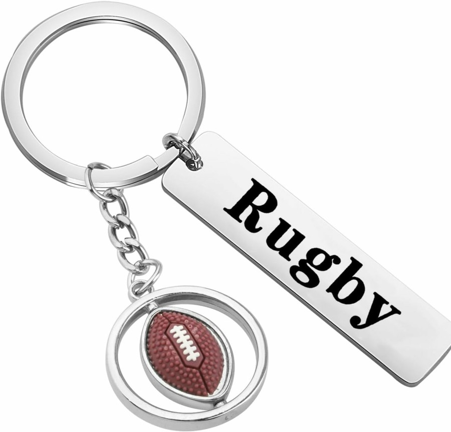 Clearance FEELMEM Feelmem Rugby Player Team Gift Rugby Keychain Rugby Lovers Gift Rugby Coach Jewelry Rugby Fans Gift Rugby Fanatic Gift