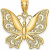 Clearance Diamond2Deal Diamond2Deal 14K Yellow Gold Polished Butterfly Pendant Fine Jewelry For Women