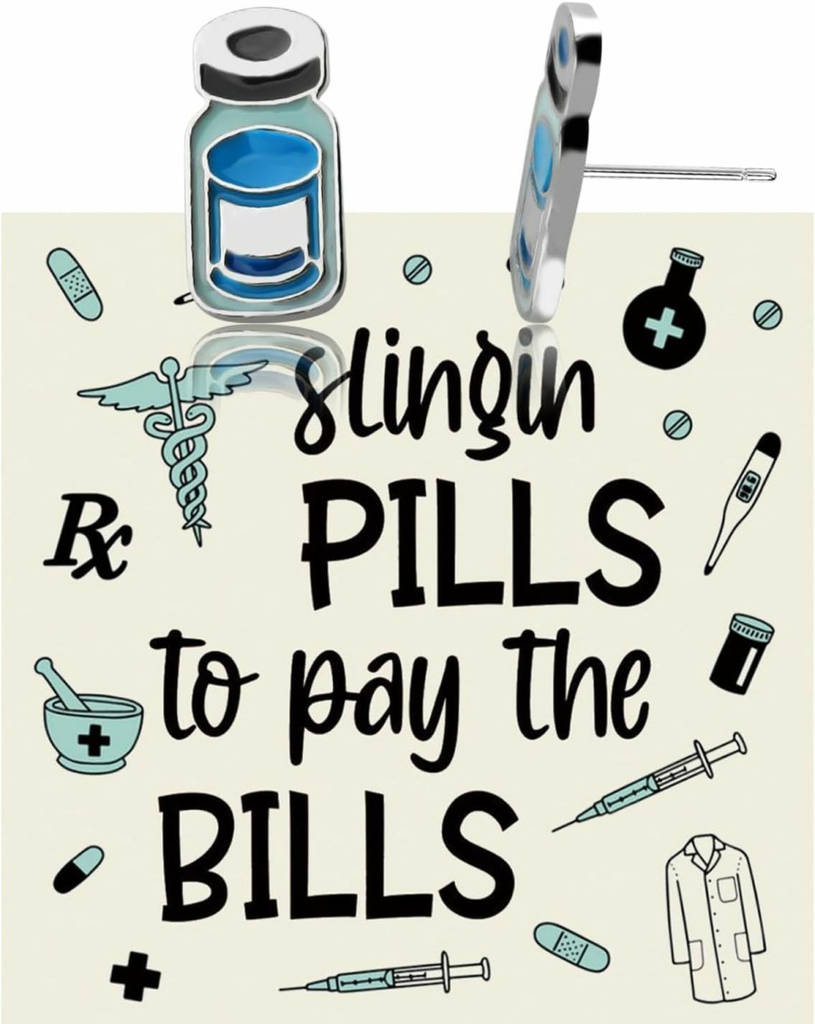 Wholesale Lywjyb Birdgot Lywjyb Birdgot Pharmacist Earring Healthcare Worker Gift Slingin Pills To Pay The Bills Gift Nursing Gift For Her