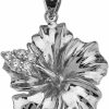 New Claddagh Gold Sterling Silver Caribbean Hibiscus (Malvaceae) Cubic Zirconia Pendant