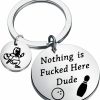 Clearance KUIYAI Kuiyai Movie Inspired Gift Nothing Is Fucked Here Dude Keychain Bowling Lovers Gift Lebowski Fans Gift Bowling Coach Gift