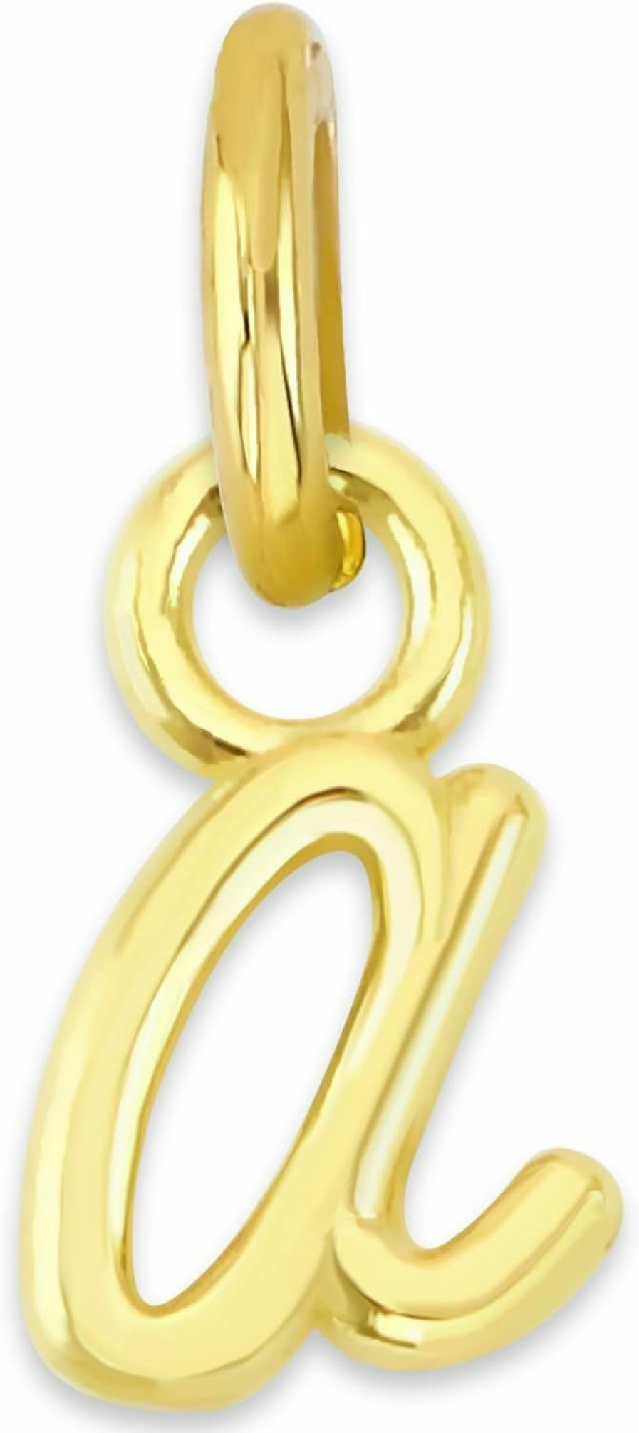 New Golden Fire Dainty Solid 14K Gold Wire Initial Charm With Jump Ring