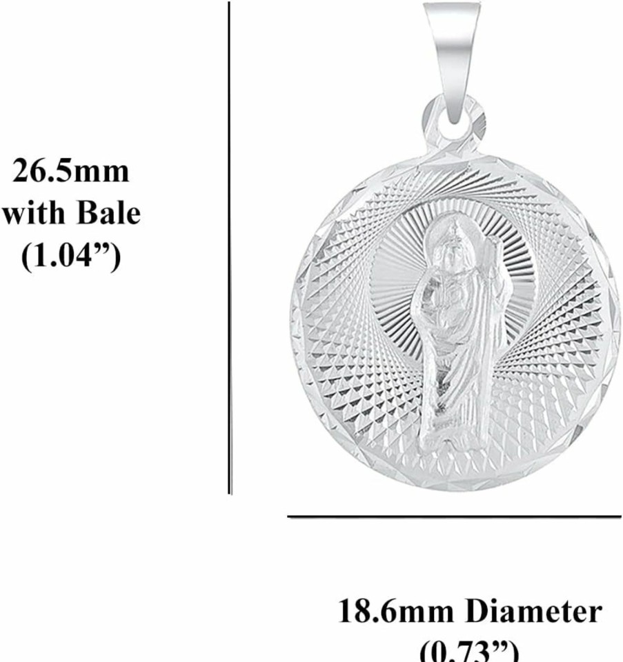 Hot Generic Jewelry By Debbie 925 Sterling Silver Saint Jude Thaddeus Diamond-Cut 18.6Mm Round Pendant Charm Nickel Free