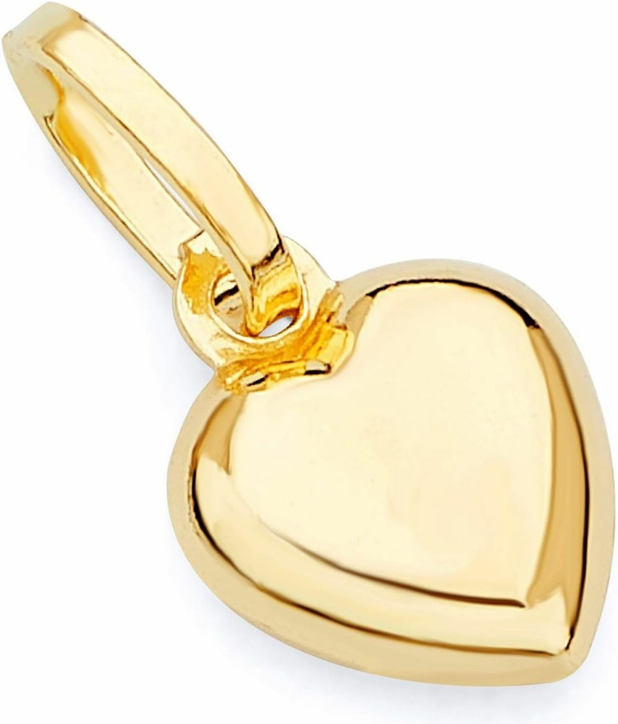 New The World Jewelry Center 14K Real Yellow Gold Heart Charm Pendant