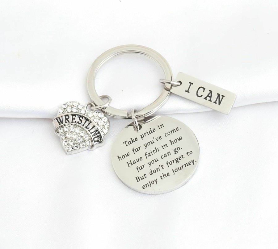 Hot FUSTMW Fustmw Werstling Keychain Wrestler Charm Inspiration Gifts Wrestling Coach Keychain Wrestling Mom Gift You Are Braver