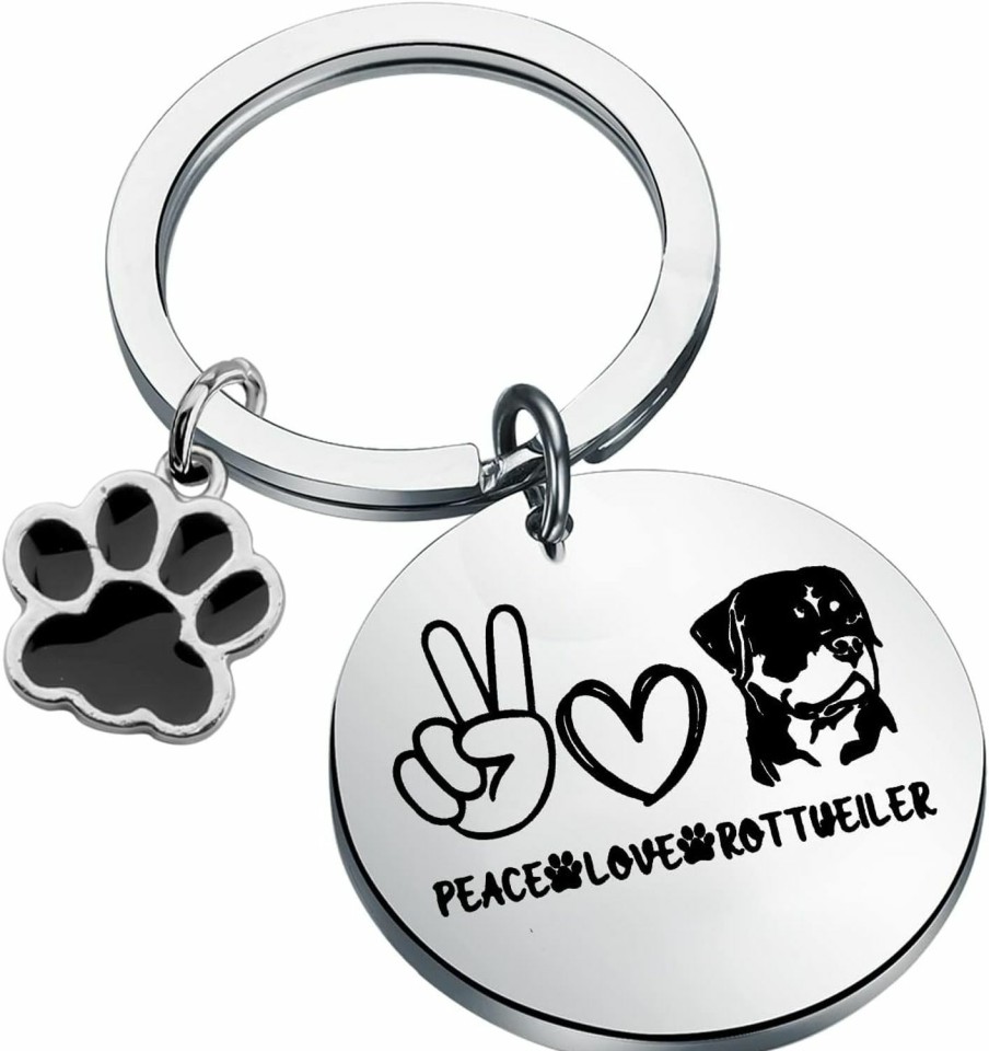 New PLITI Pliti Rottweiler Keychain Rottweiler Dog Lover Gift Rottweiler Owner Gift Rottweiler Mom Gift Peace Love Rottweiler Keyring