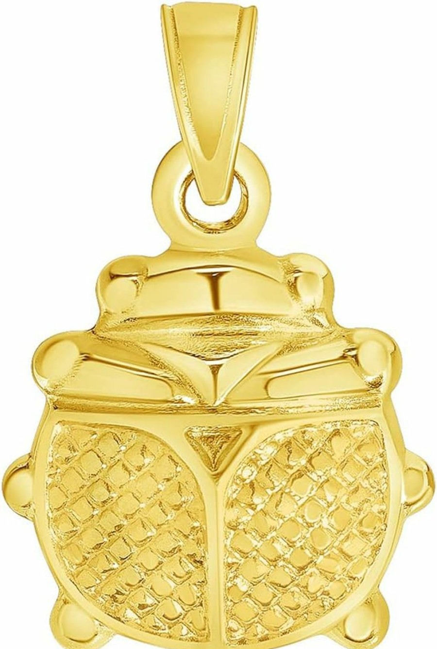 Best Jewelry America 14K Yellow Gold 3D Lady Bug Charm Good Luck Pendant