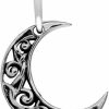 Best Silvershake Silvershake 925 Sterling Silver Waning Crescent Moon Filigree Pendant With 1Mm 18 Inch Venetian Box Chain Necklace