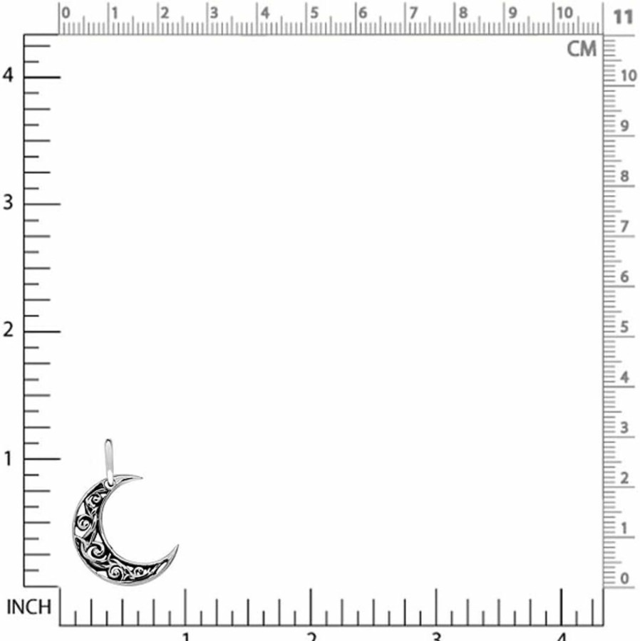 Best Silvershake Silvershake 925 Sterling Silver Waning Crescent Moon Filigree Pendant With 1Mm 18 Inch Venetian Box Chain Necklace