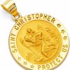 New The World Jewelry Center 14K Real Yellow Gold Hollow Religious Saint Christopher Charm Pendant