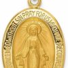 New Diamond2Deal Diamond2Deal 14K Yellow Gold Polished And Satin Miraculous Medal Pendant Fine Jewelry For Women (L- 27.5 Mm W- 14 Mm)