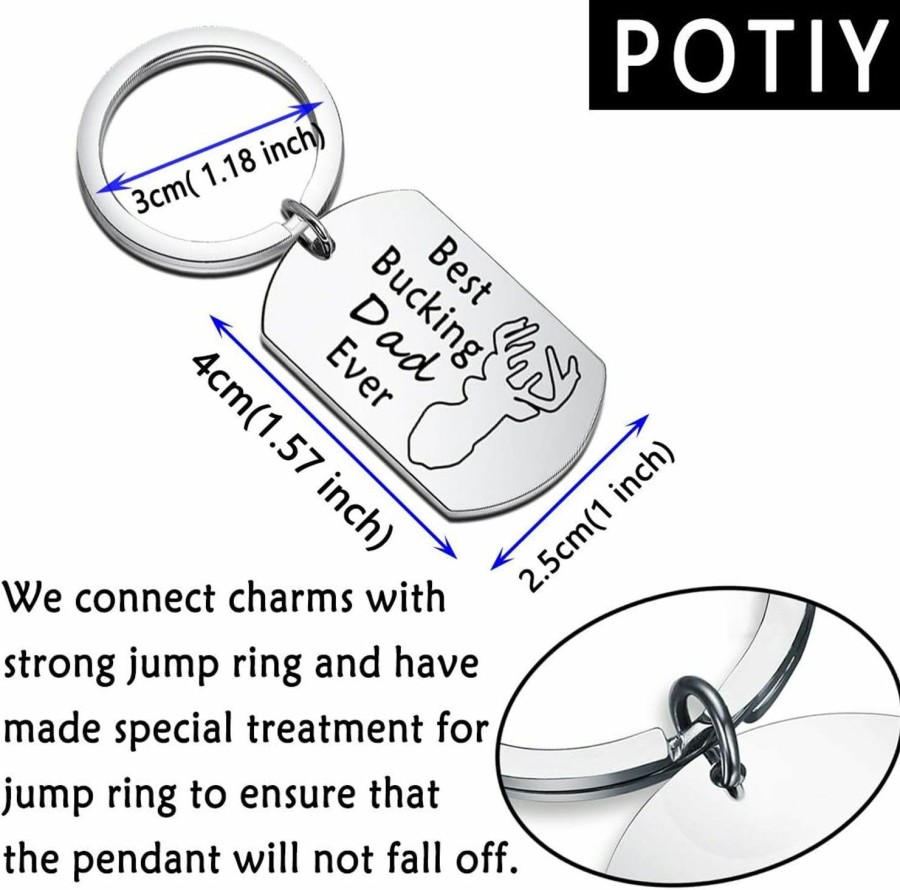 New POTIY Potiy Dad Gift Hunting Gifts Best Bucking Dad Keychain For Husband Grandpa Key Chain