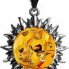 Wholesale Ian and Valeri Co. Ian And Valeri Co. Amber Sterling Silver Sun Pendant