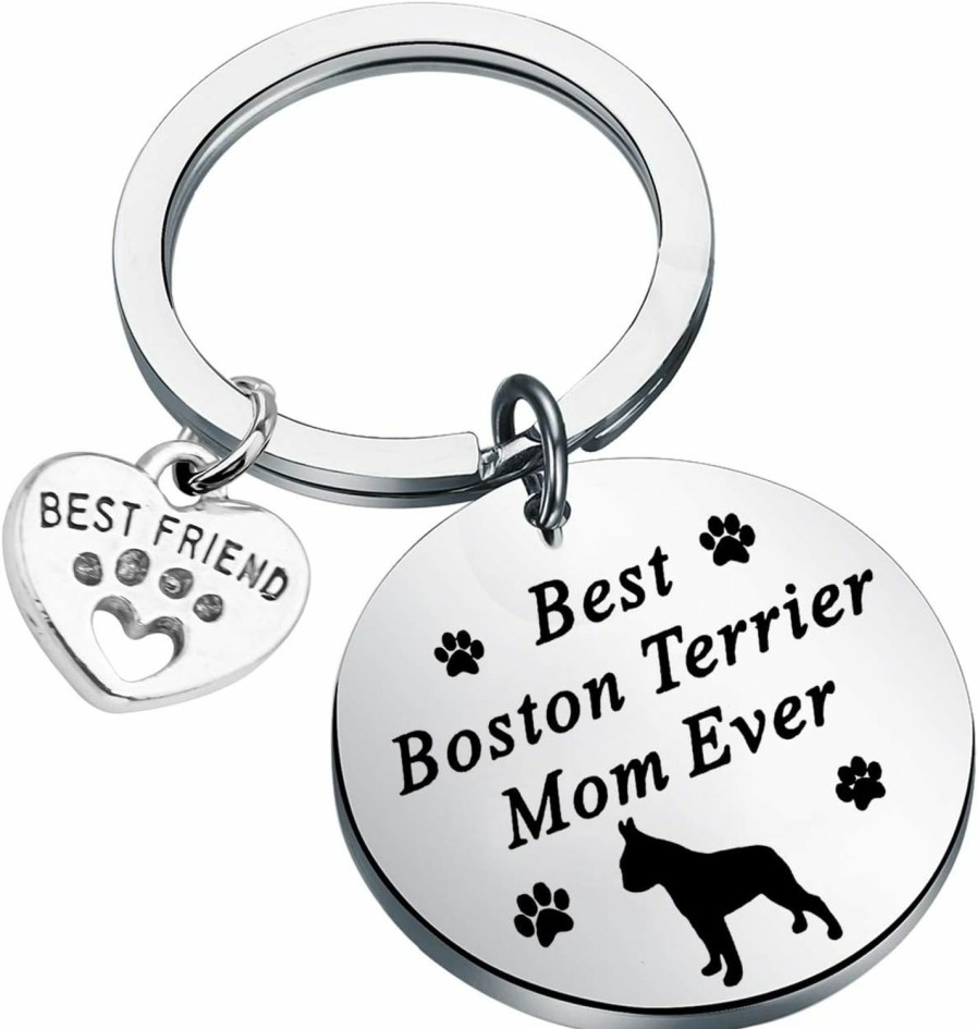 Best FUSTMW Fustmw Dog Owner Gifts Best Boxer, Boston Terrier, Golden Retriever Mom Ever Keychain